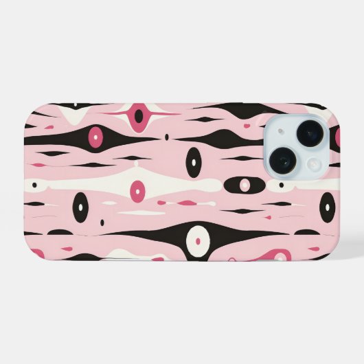 Abstracte druppelsamenstelling iPhone 15 case (Achterkant horizontaal)