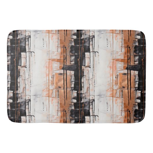 Abstracte druppelverf van koper, zwart en wit badmat (Voorkant)