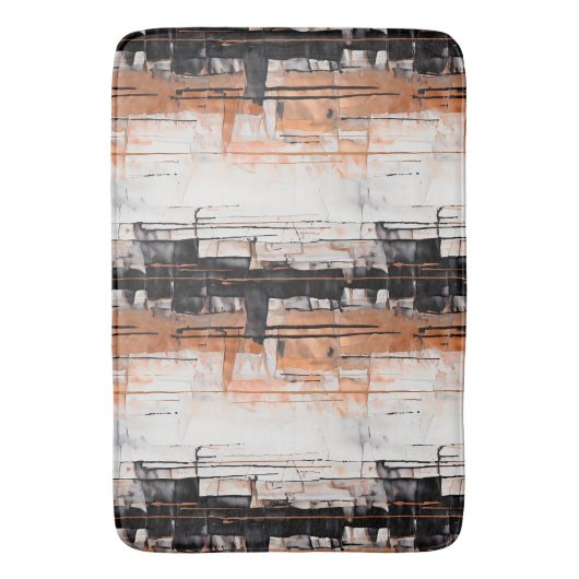 Abstracte druppelverf van koper, zwart en wit badmat (Voorkant Verticaal)