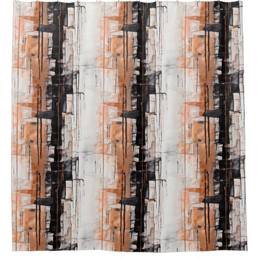 Abstracte druppelverf van koper, zwart en wit douchegordijn (Voorkant)