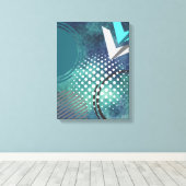 Abstracte dubbele pijlen met cirkels en Stippen op Canvas Afdruk (Insitu (Houten vloer))