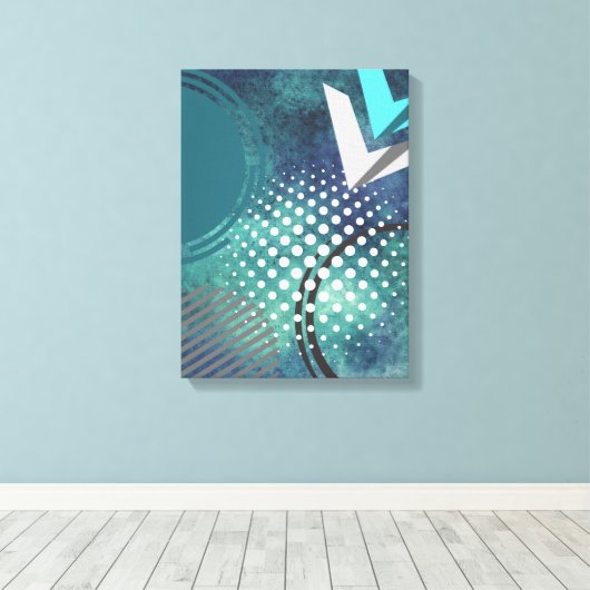 Abstracte dubbele pijlen met cirkels en Stippen op Canvas Afdruk (Insitu (Houten vloer))