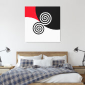 Abstracte dubbele spiraal op zwart rood en wit canvas afdruk (Insitu (Slaapkamer))
