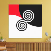 Abstracte dubbele spiraal op zwart rood en wit canvas afdruk (Insitu (Woonkamer))