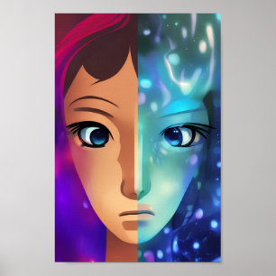 Abstracte dubbelpersoonlijkheid Conceptuele art af Poster