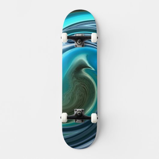 Abstracte duif in Aqua Skateboard (Voorkant)