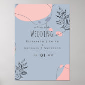Abstracte Dusty BLUE Blush PINK Weddenschap Budget Poster (Voorkant)