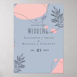 Abstracte Dusty BLUE Blush PINK Weddenschap Budget Poster