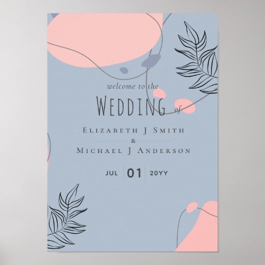 Abstracte Dusty BLUE Blush PINK Weddenschap Budget Poster (Voorkant)