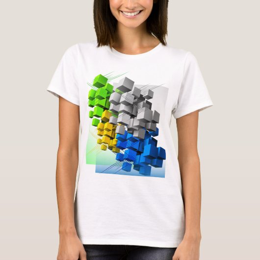 Abstracte dynamische geometrische compositie conte t-shirt (Voorkant)