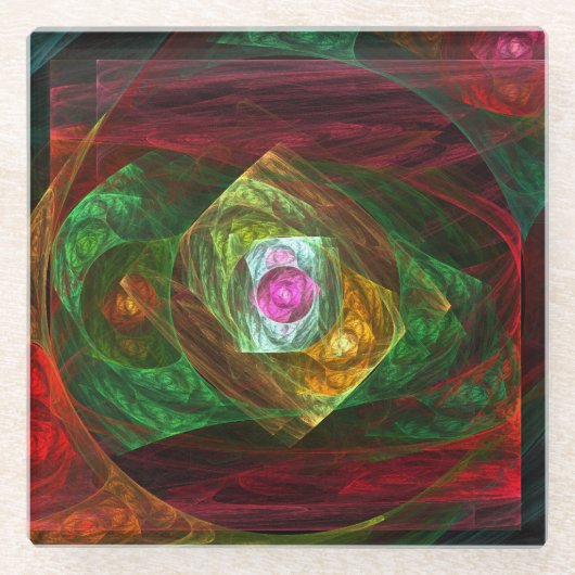 Abstracte dynamische verbindingen glazen onderzetter (Voorkant)