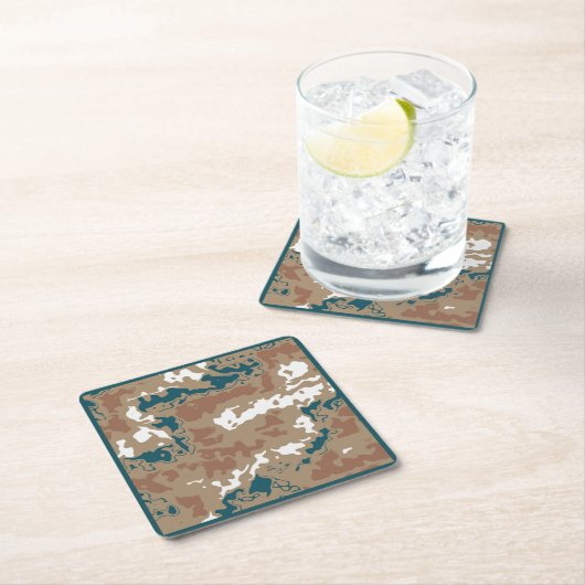 Abstracte Earth Camouflage Brown Kartonnen Onderzetters (Insitu)