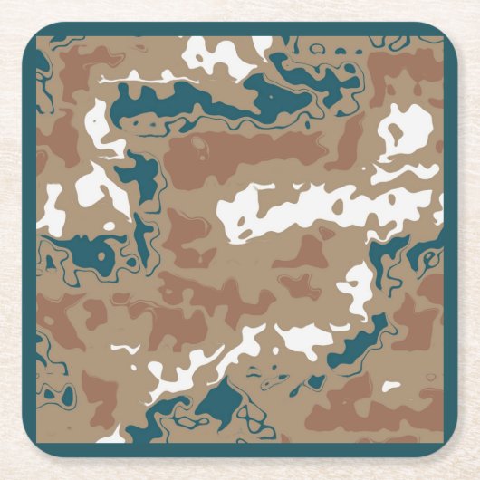 Abstracte Earth Camouflage Brown Kartonnen Onderzetters (Voorkant)