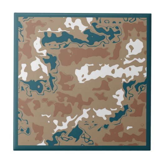 Abstracte Earth Camouflage Brown Tegeltje (Voorkant)