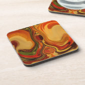 Abstracte Earth Tone Swirl Art Print Bier Onderzetter (Linkerzijde)