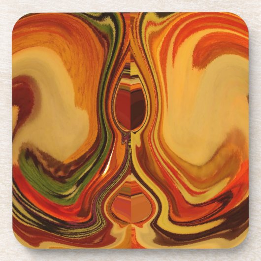 Abstracte Earth Tone Swirl Art Print Bier Onderzetter (Voorkant)