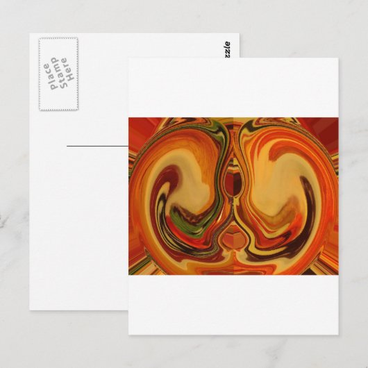 Abstracte Earth Tone Swirl Art Print Briefkaart (Voorkant / Achterkant)