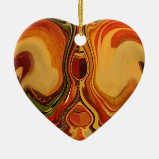 Abstracte Earth Tone Swirl Art Print Keramisch Ornament (Voorkant)