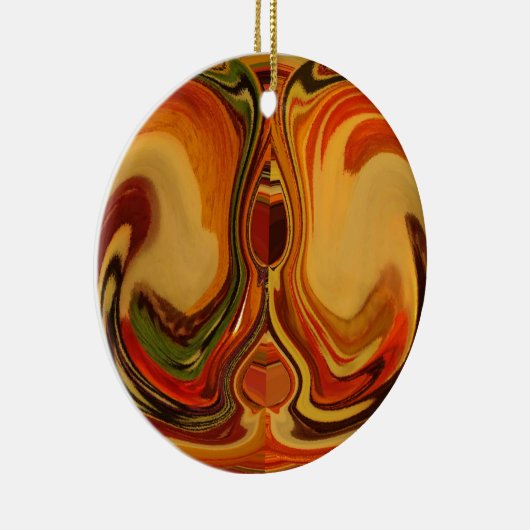 Abstracte Earth Tone Swirl Art Print Keramisch Ornament (Rechts)