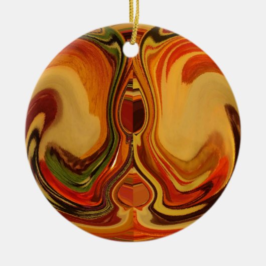 Abstracte Earth Tone Swirl Art Print Keramisch Ornament (Voorkant)