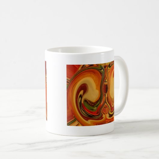 Abstracte Earth Tone Swirl Art Print Koffiemok (Voorkant rechts)