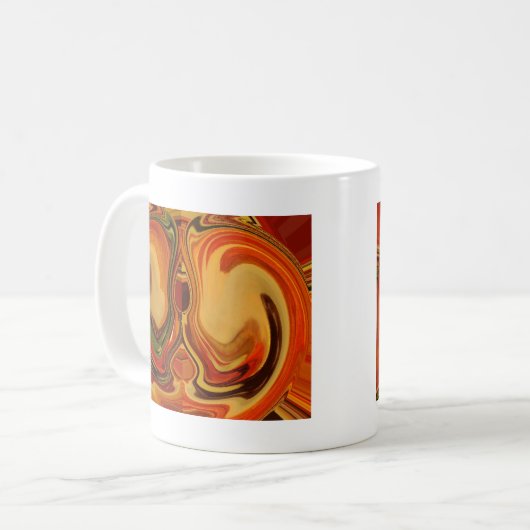 Abstracte Earth Tone Swirl Art Print Koffiemok (Voorkant links)