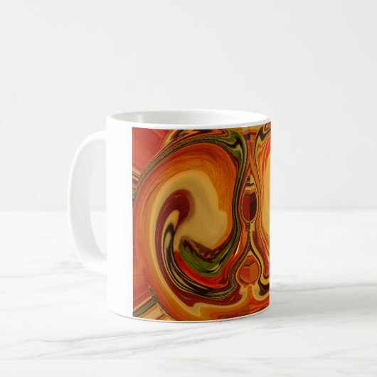Abstracte Earth Tone Swirl Art Print Koffiemok (Voorkant links)
