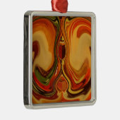 Abstracte Earth Tone Swirl Art Print Metalen Ornament (Rechts)