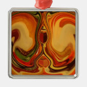 Abstracte Earth Tone Swirl Art Print Metalen Ornament (Voorkant)