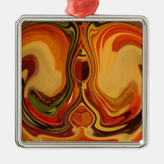 Abstracte Earth Tone Swirl Art Print Metalen Ornament (Voorkant)