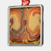 Abstracte Earth Tone Swirl Art Print Metalen Ornament (Links)