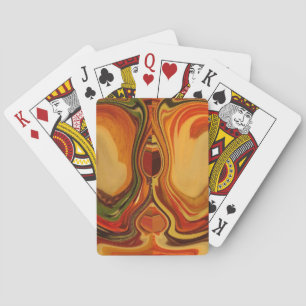 Abstracte Earth Tone Swirl Art Print Pokerkaarten