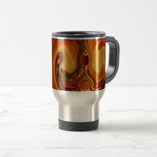 Abstracte Earth Tone Swirl Art Print Reisbeker (Voorkant rechts)