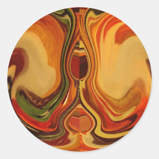 Abstracte Earth Tone Swirl Art Print Ronde Sticker (Voorkant)