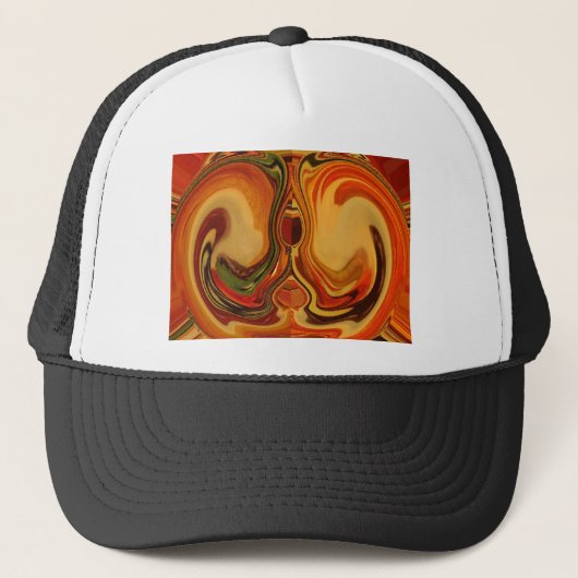 Abstracte Earth Tone Swirl Art Print Trucker Pet (Voorkant)