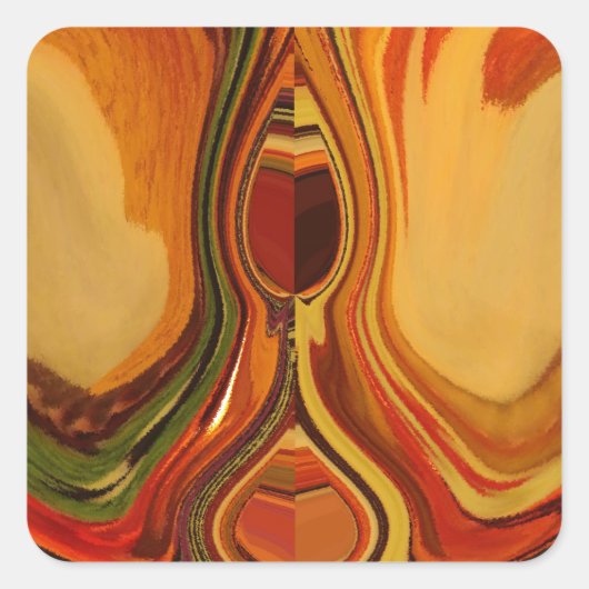 Abstracte Earth Tone Swirl Art Print Vierkante Sticker (Voorkant)