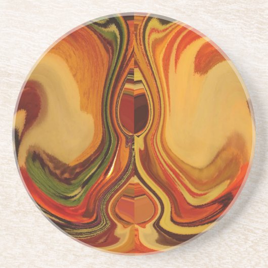 Abstracte Earth Tone Swirl Art Print Zandsteen Onderzetter (Voorkant)