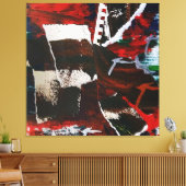 Abstracte Earth Tones Collage met rode accenten Ar Canvas Afdruk (Insitu (Woonkamer))