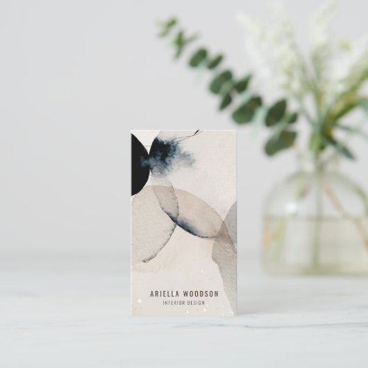 Abstracte Earthy Waterverf Interior Designer Visitekaartje (Staand voorkant)