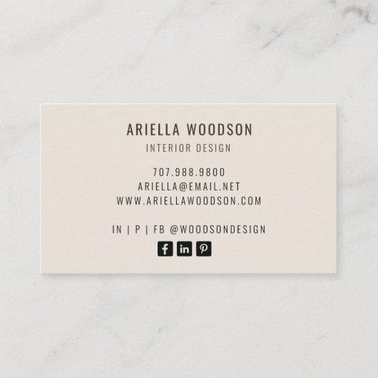 Abstracte Earthy Waterverf Interior Designer Visitekaartje (Achterkant)