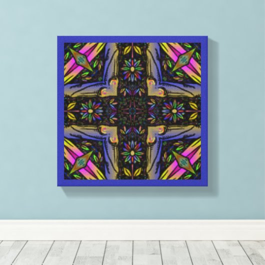 Abstracte Easter Spring Daisy originele wandkunst Canvas Afdruk (Insitu (Houten vloer))
