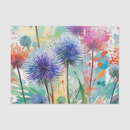 Abstracte Echinops Flowers Tissuepapier (Voorkant)