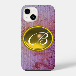 ABSTRACTE EDELSTEEN MONOGRAAM paars geel iPhone 14 Hoesje
