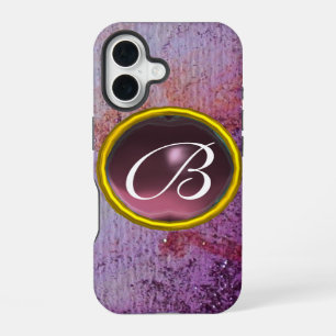 ABSTRACTE EDELSTEEN MONOGRAAM paars iPhone 16 Hoesje