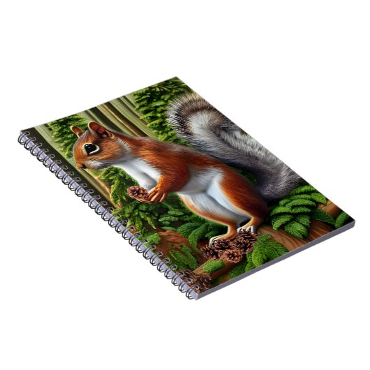 Abstracte eekhoorn met Pinecones Notitieboek (Rechterzijde)