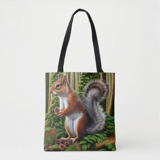 Abstracte eekhoorn met Pinecones Tote Bag (Voorkant)