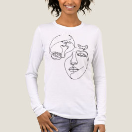 Abstracte Eén Lijn Gezichten met Fennek Vos Tri-Blend Shirt