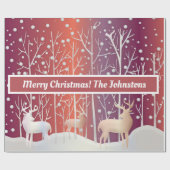 Abstracte eenden, bomen en sneeuw cadeaupapier (Vlak)