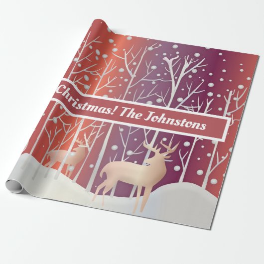 Abstracte eenden, bomen en sneeuw cadeaupapier (Uitgerold)