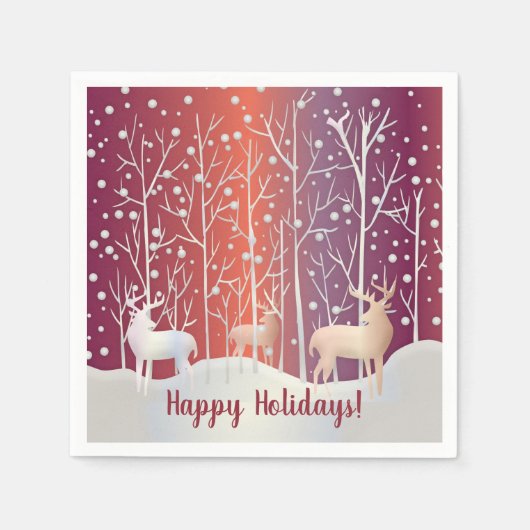 Abstracte eenden, bomen en sneeuw servet (Voorkant)